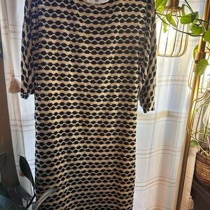 Sandra Darren Black and Cream Midi Dress